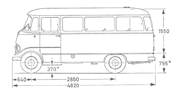Omnibus ohne Dachrandscheiben 3-türig, 17 Sitze (Durofol-Bestuhlung)